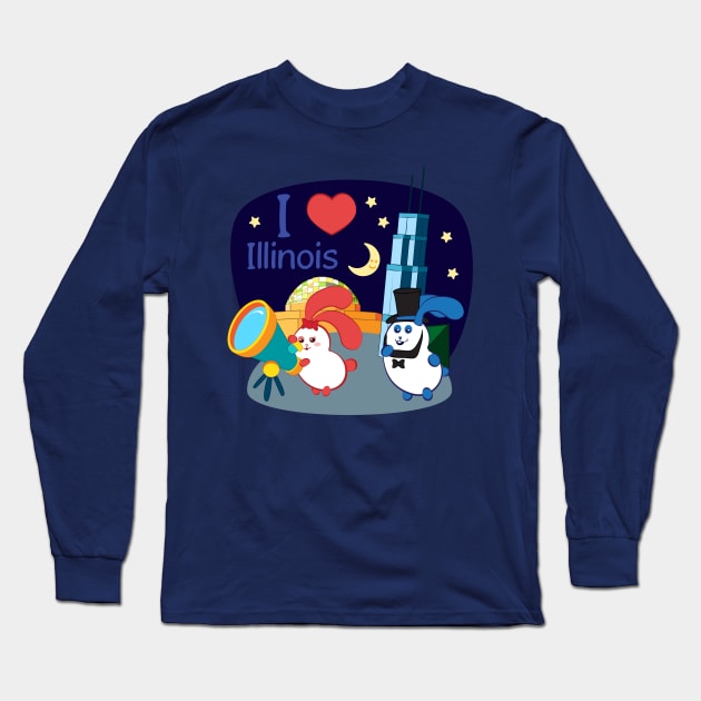 Ernest and Coraline | I love Illinois Long Sleeve T-Shirt by hisameartwork